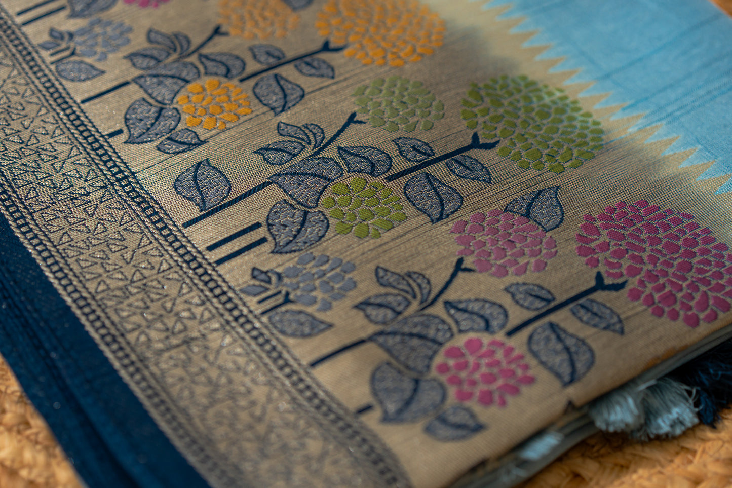 Tussar Gorgette with Meenakari work