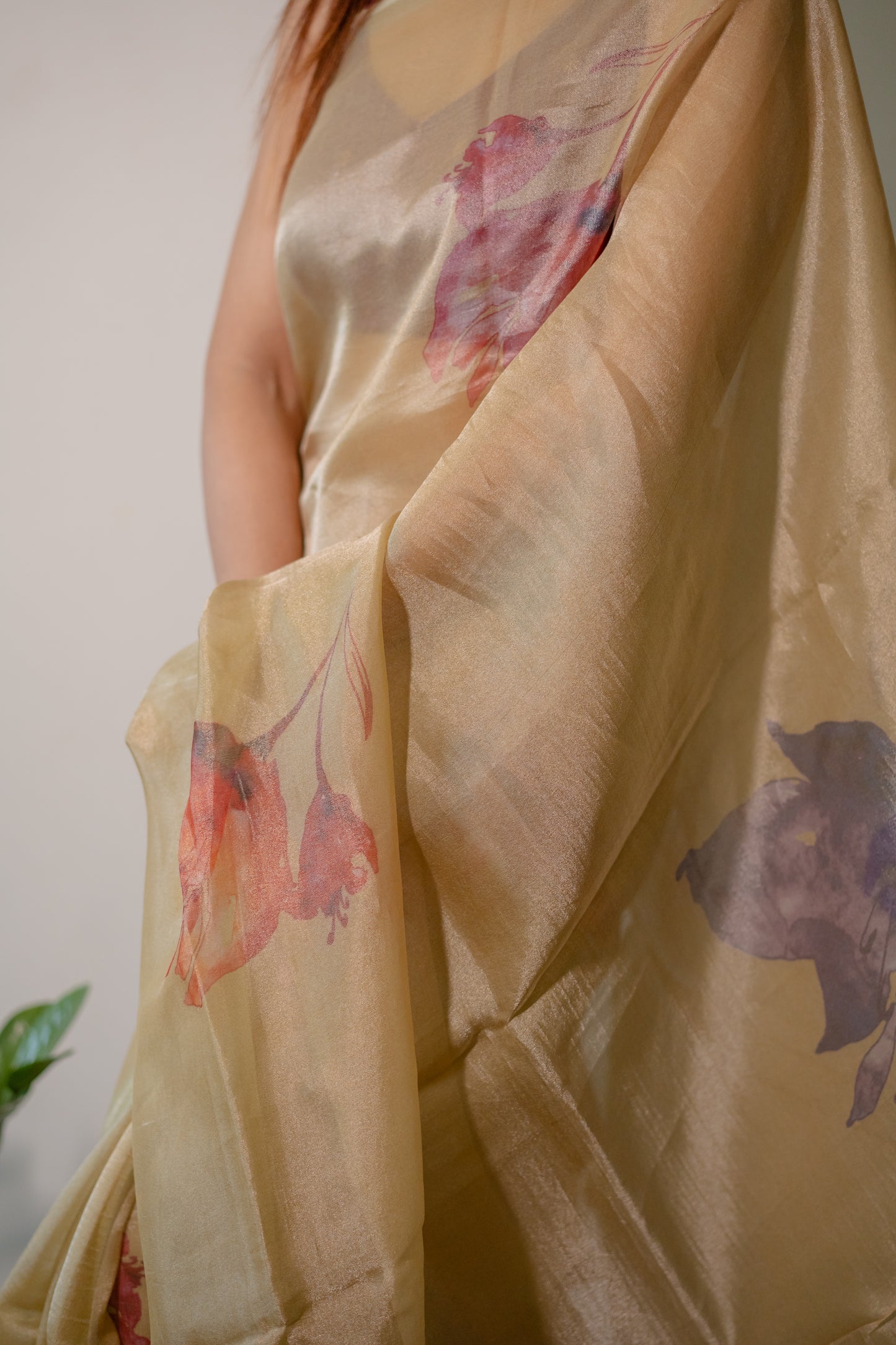 Tissue Silk Saree- Olive Mustard