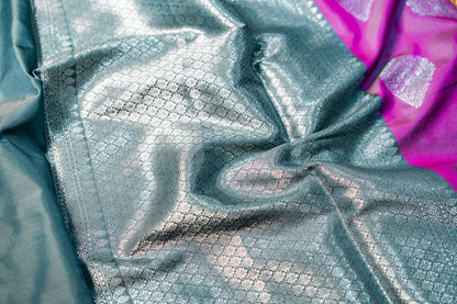 Banarasi saree with Meenakari silver zari work