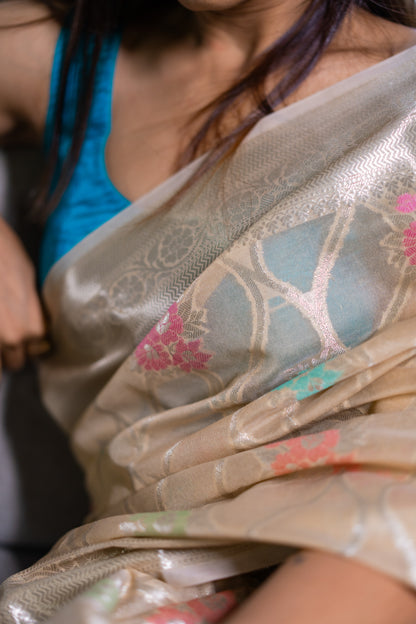 Organza with Jaal work