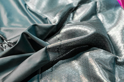 Banarasi saree with Meenakari silver zari work