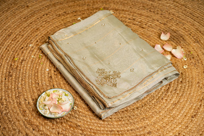 Tissue saree- Sonarupa work and embroidery on pallu