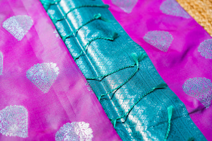 Banarasi saree with Meenakari silver zari work