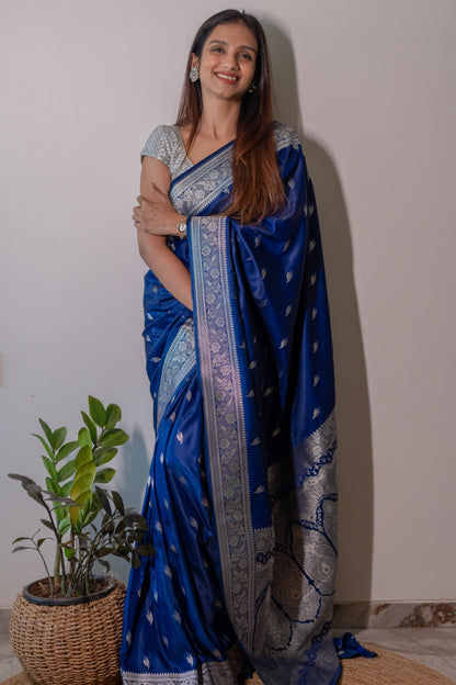 Mashru Silk with silver zari work