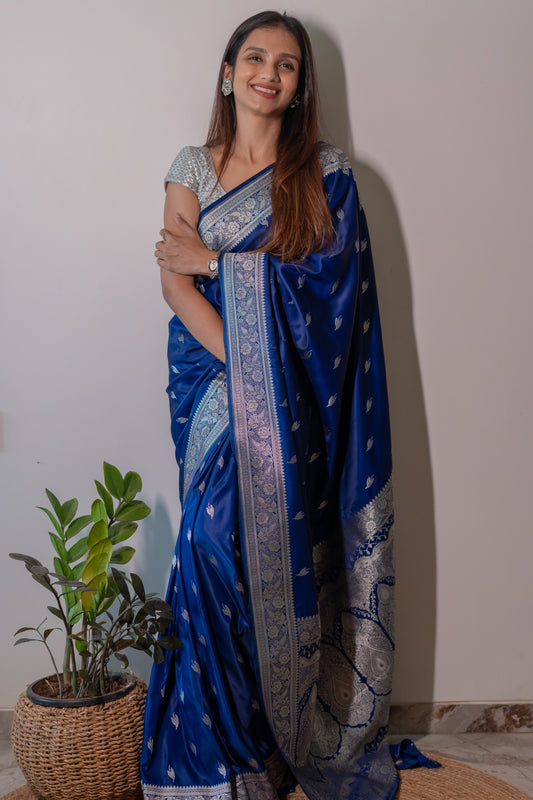Mashru Silk with silver zari work