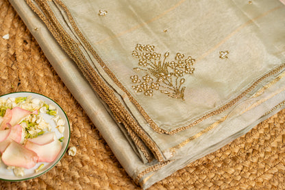 Tissue saree- Sonarupa work and embroidery on pallu