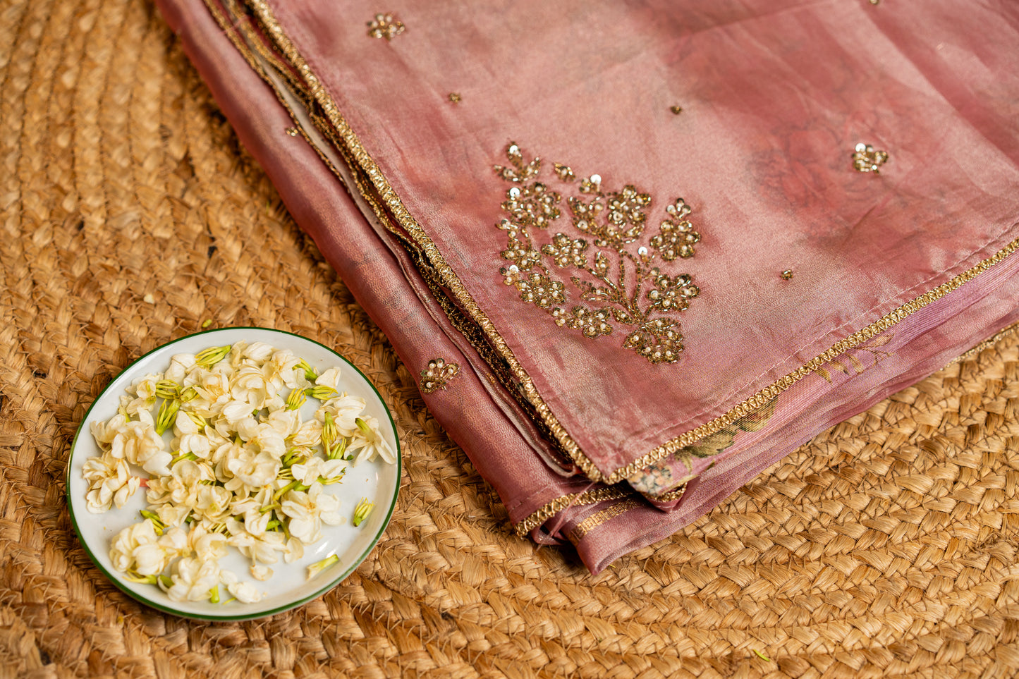 Tissue saree- Sonarupa work and embroidery on pallu