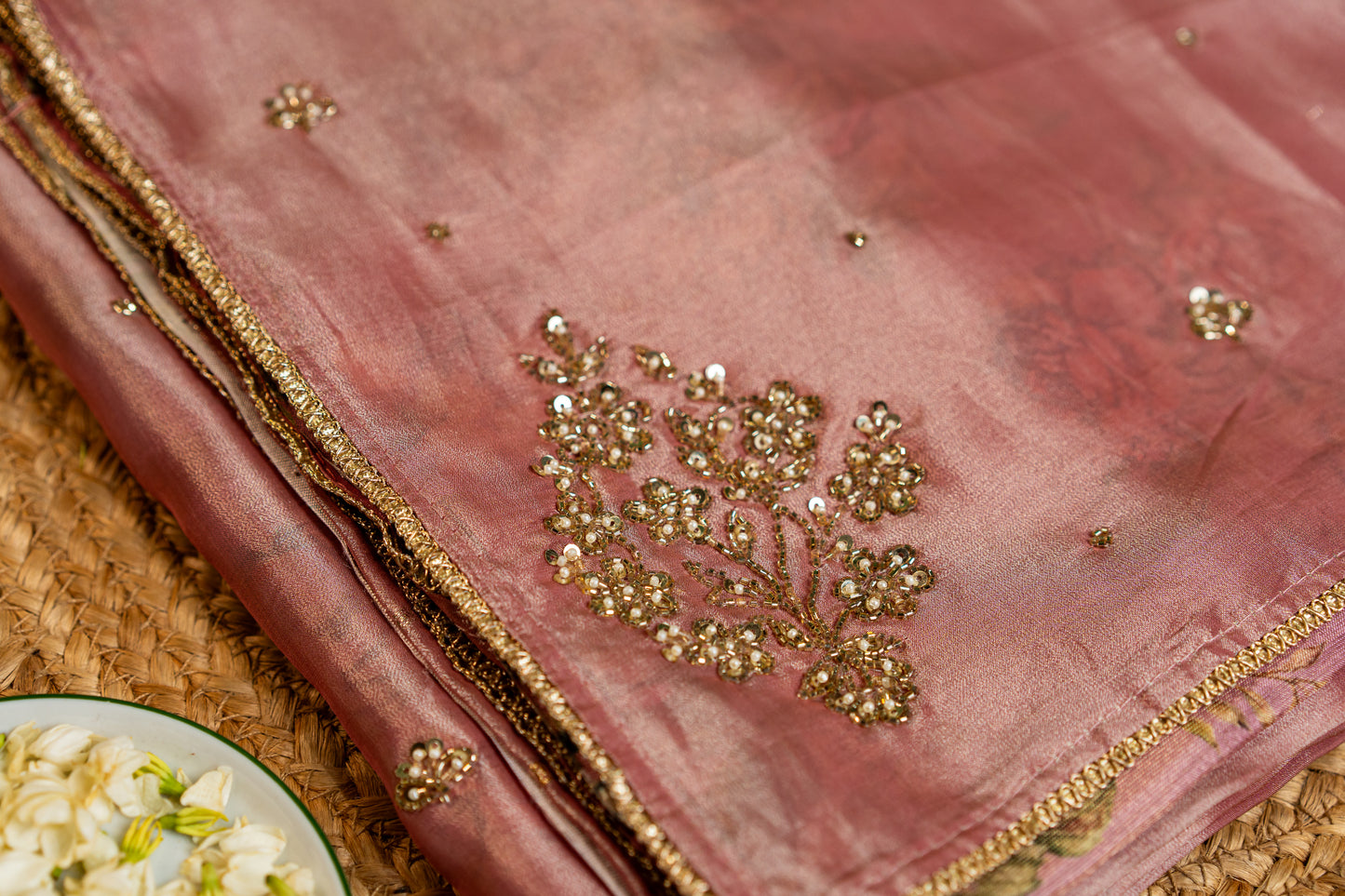 Tissue saree- Sonarupa work and embroidery on pallu