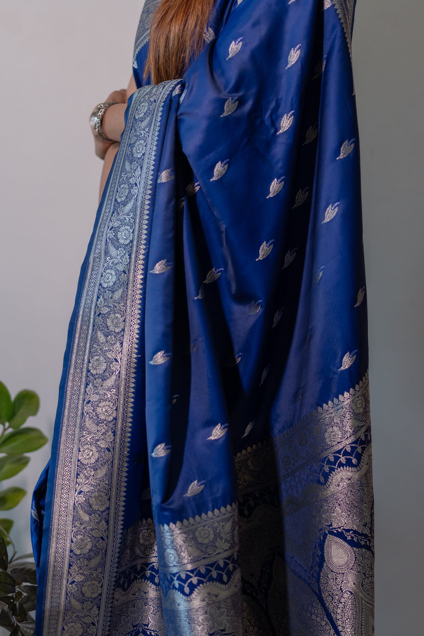 Mashru Silk with silver zari work
