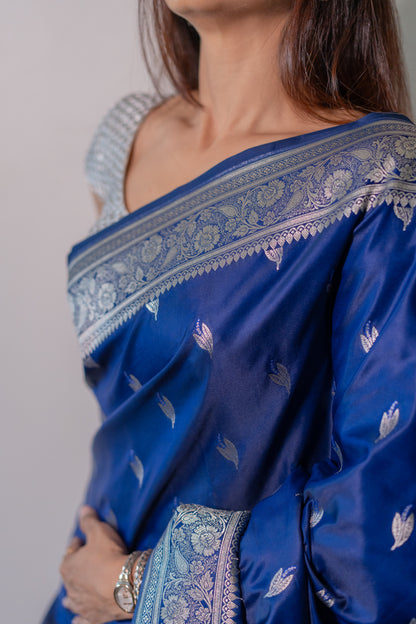 Mashru Silk with silver zari work
