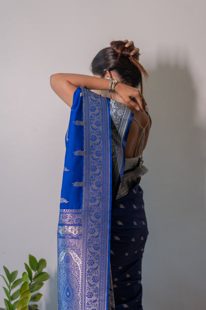 Mashru Silk with silver zari work