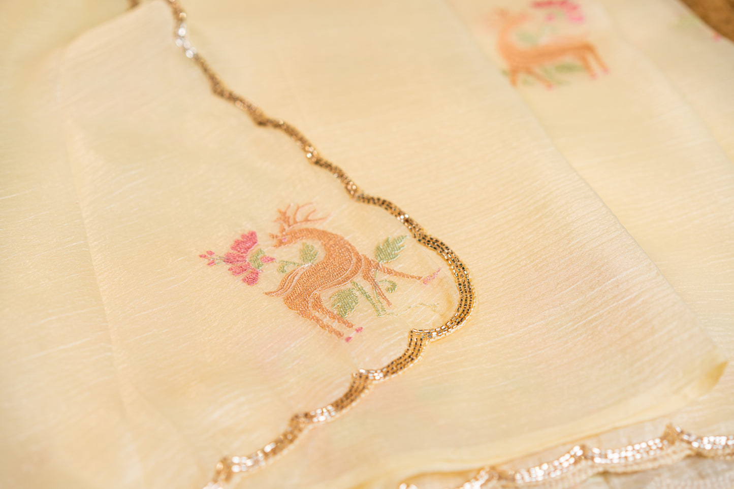 Crush Tissue saree with motif embroidery