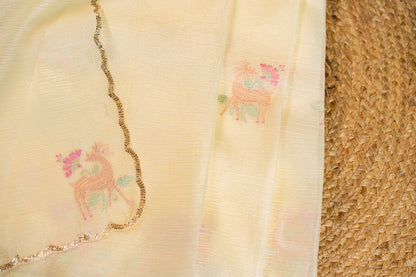 Crush Tissue saree with motif embroidery