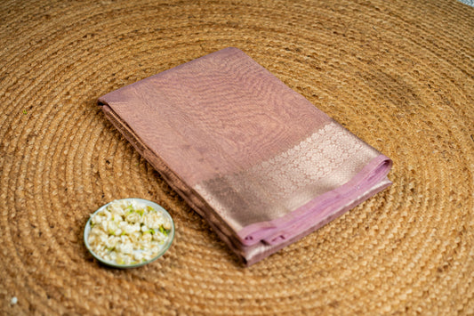 Tissue silk- silver zari pallu