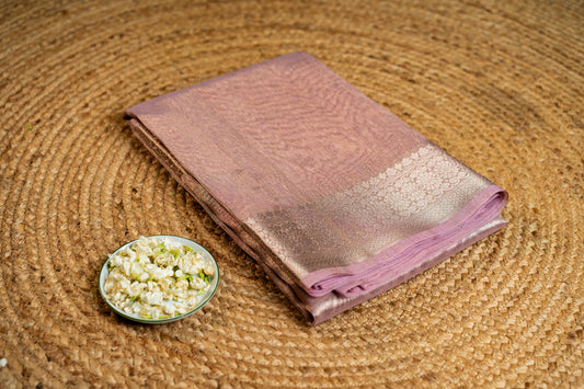 Tissue silk- silver zari pallu