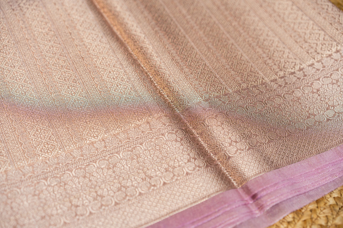 Tissue silk- silver zari pallu