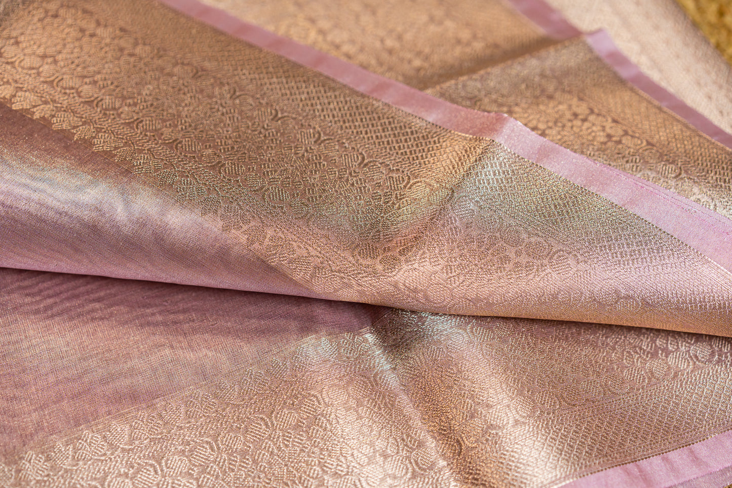 Tissue silk- silver zari pallu