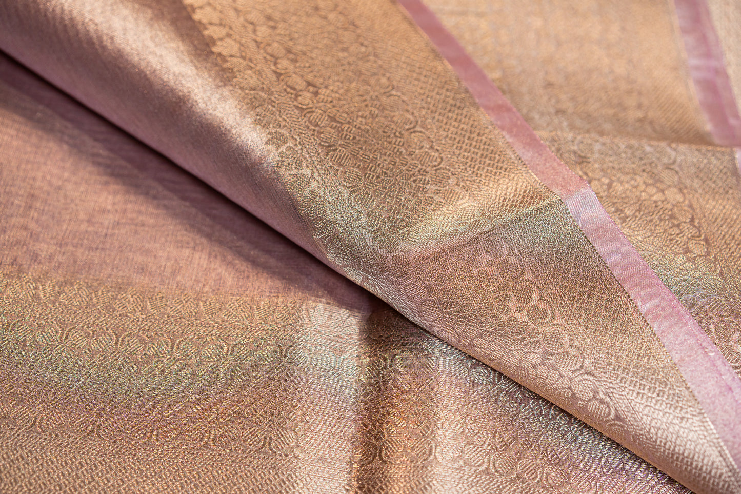 Tissue silk- silver zari pallu