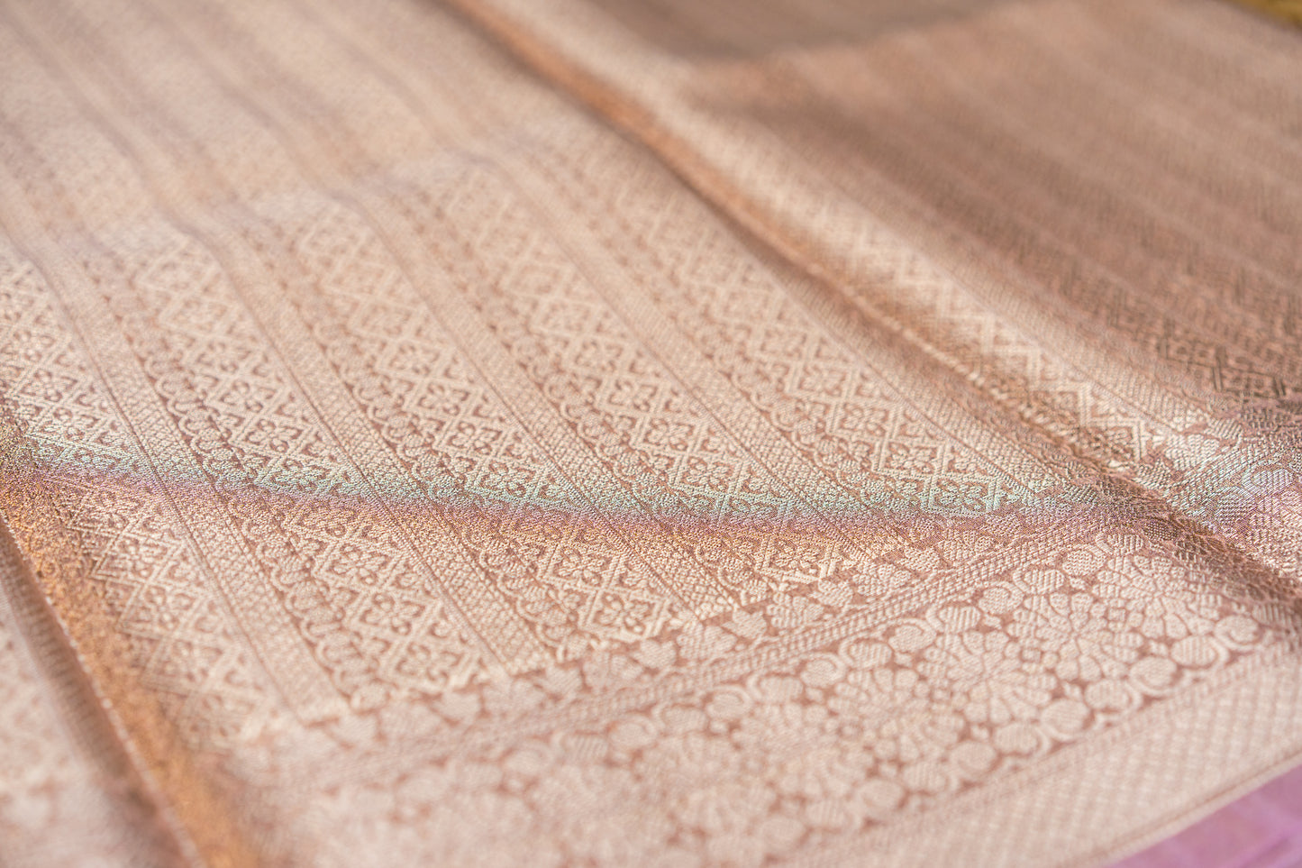 Tissue silk- silver zari pallu