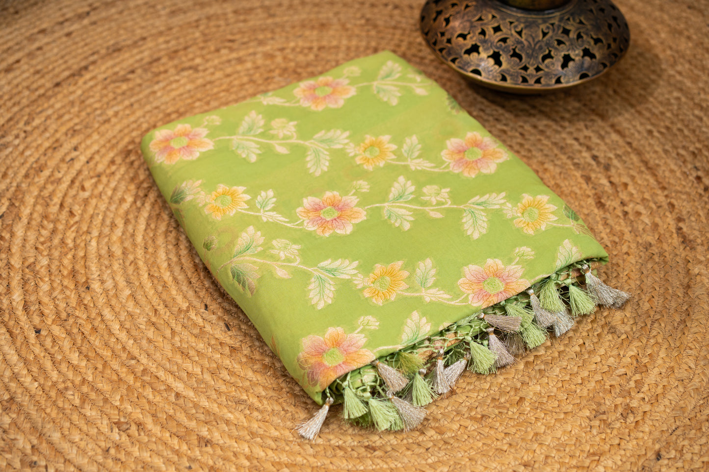 Khaddi Gorgette with meenakari jaal work