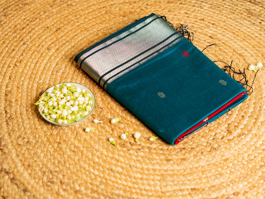 Traditional Maheshwari Paithani Border with all over Zari Butti Weaving Sarees