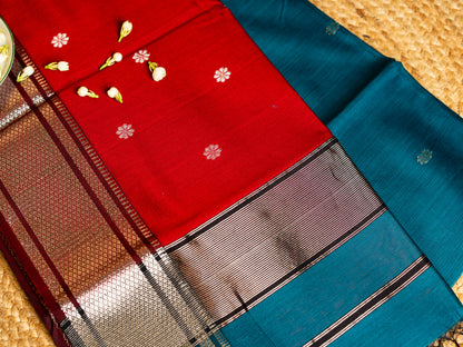 Traditional Maheshwari Paithani Border with all over Zari Butti Weaving Sarees
