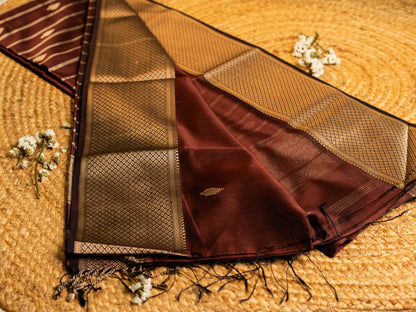 Maheshwari Resham Thread & Zari Border Sarees with all over Thread & Zari Butti weaving