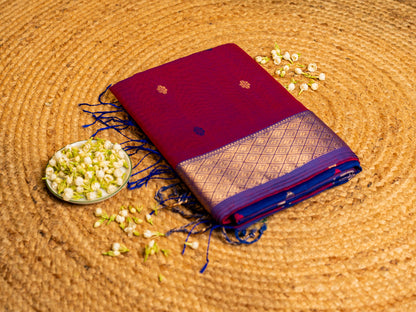 Maheshwari Resham Thread Border with all over Thread Butti Weaving