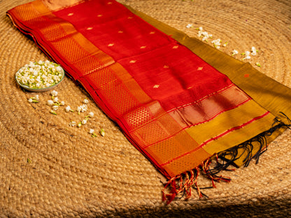 Maheshwari Zari & Resham Thread Border with allover Butti Weaving