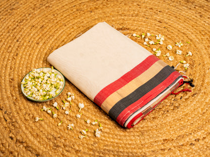 Teen Kinar Mercerised & Zari Border Saree