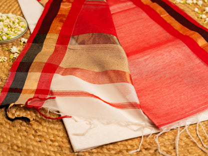 Teen Kinar Mercerised & Zari Border Saree