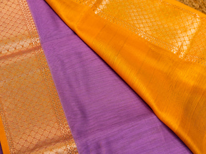 Maheshwari Silver Zari Broad Border with Plain Body