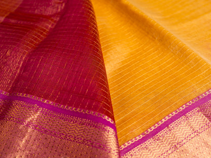 Maheshwari Self Zari Lining Saree with Traditional Zari Border