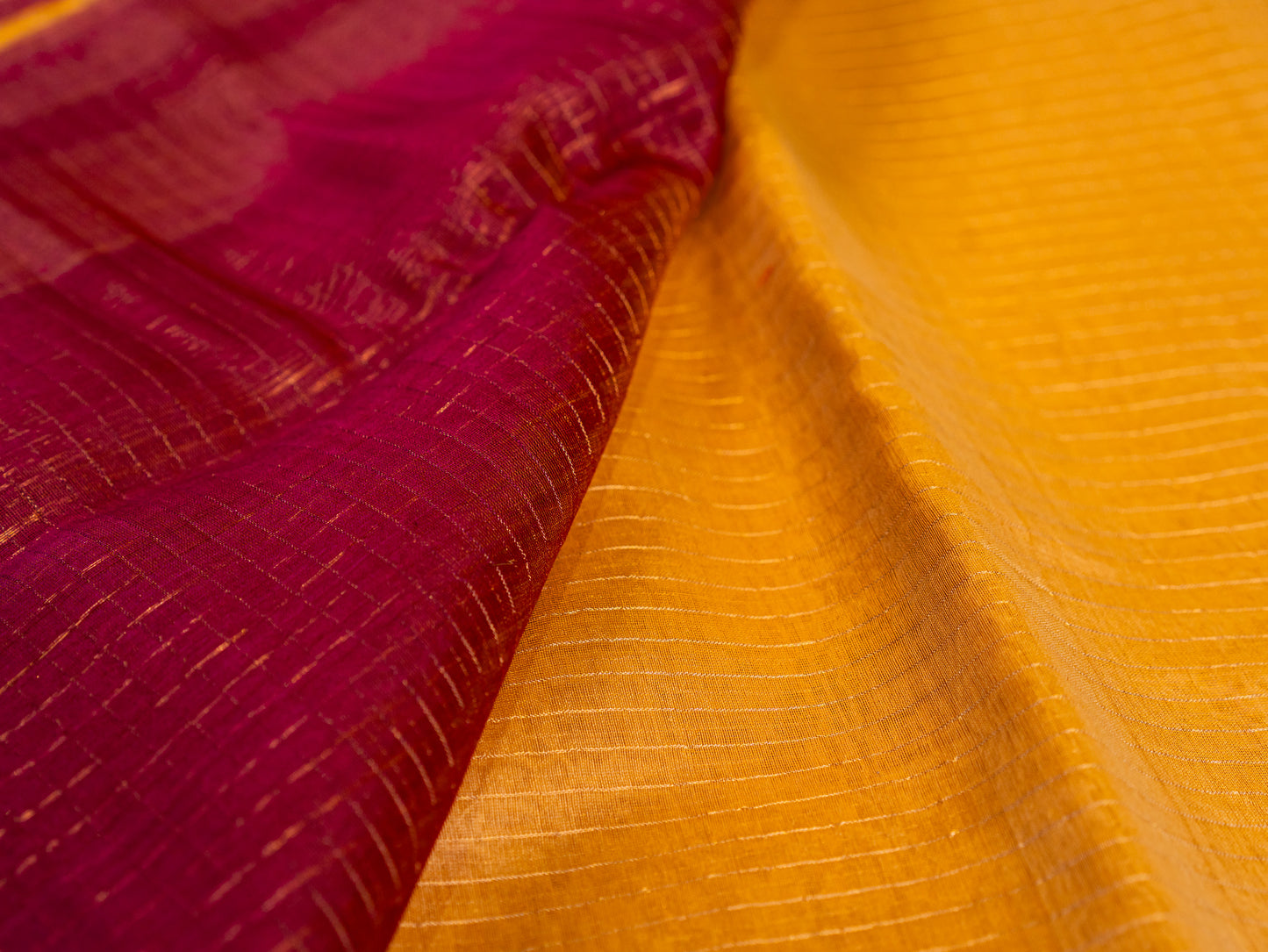 Maheshwari Self Zari Lining Saree with Traditional Zari Border