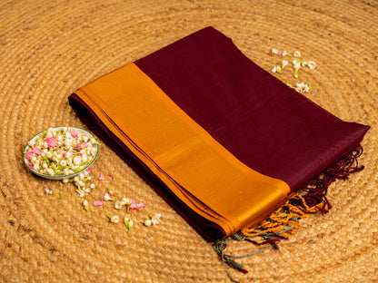 Maheshwari Rich Pyramid Weave Pallu in Ganga Jamuna Thread Border