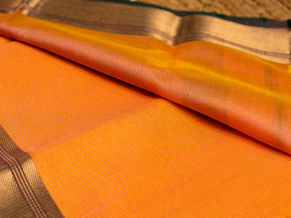 Maheshwari Self Zari Lining Saree with Traditional Zari Border