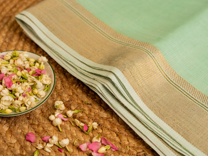 Maheshwari Self Zari Lining Saree with Traditional Zari Border