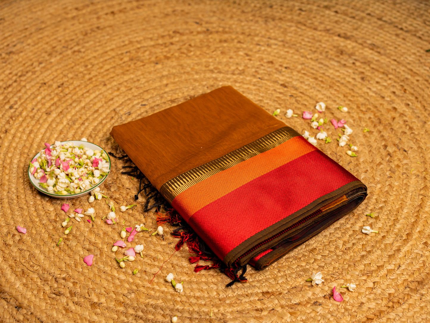 Maheshwari Multicolor Broad Resham Thread Border