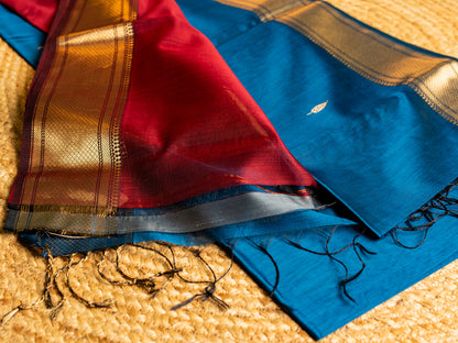 Traditional Maheshwari Paithani Border with all over Zari Butti Weaving Sarees