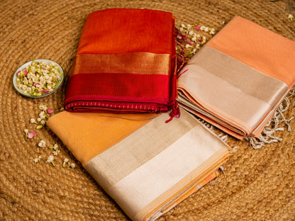 Exclusive Maheshwari Zari & Resham Thread Border Saree