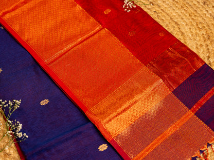 Maheshwari Zari & Resham Thread Border with allover Butti Weaving