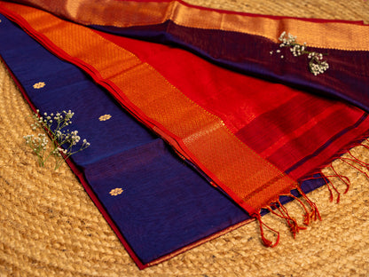 Maheshwari Zari & Resham Thread Border with allover Butti Weaving