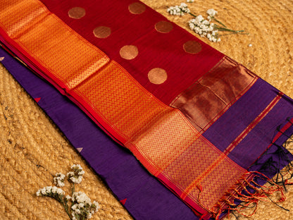 Maheshwari Zari Coin Butta Pallu Sarees with all over Butti weaving