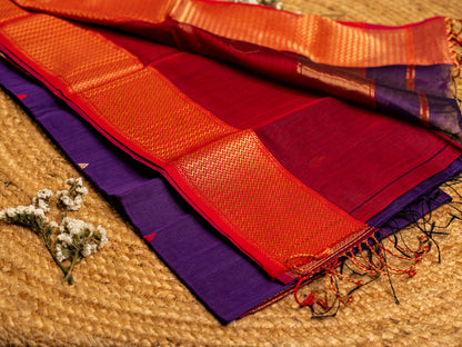 Maheshwari Zari Coin Butta Pallu Sarees with all over Butti weaving