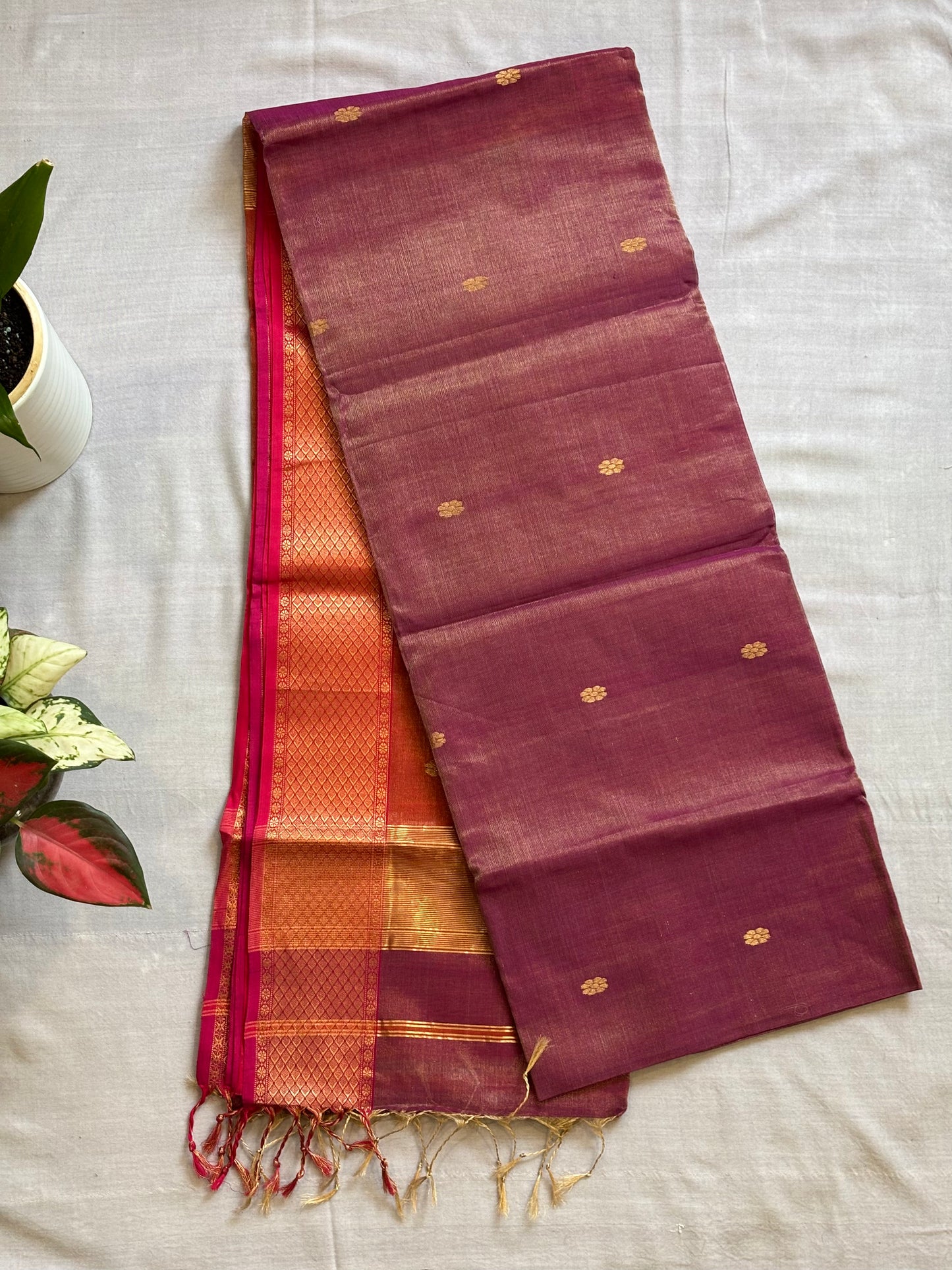 Maheshwari Tissue Sarees with Butti Weaving on Overall Body