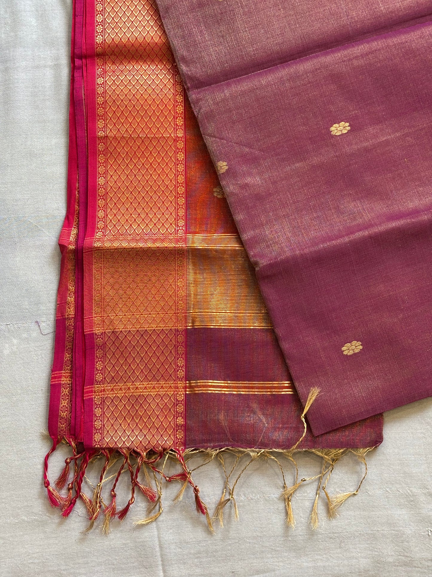Maheshwari Tissue Sarees with Butti Weaving on Overall Body