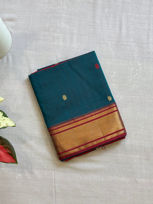 Traditional Maheshwari Paithani Border with all over Zari Butti Weaving