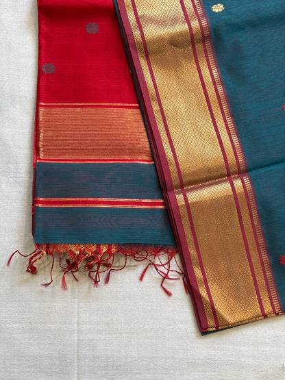 Traditional Maheshwari Paithani Border with all over Zari Butti Weaving
