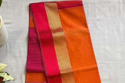 Exclusive Maheshwari Zari & Resham Thread Border Saree