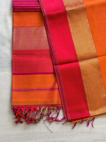 Exclusive Maheshwari Zari & Resham Thread Border Saree